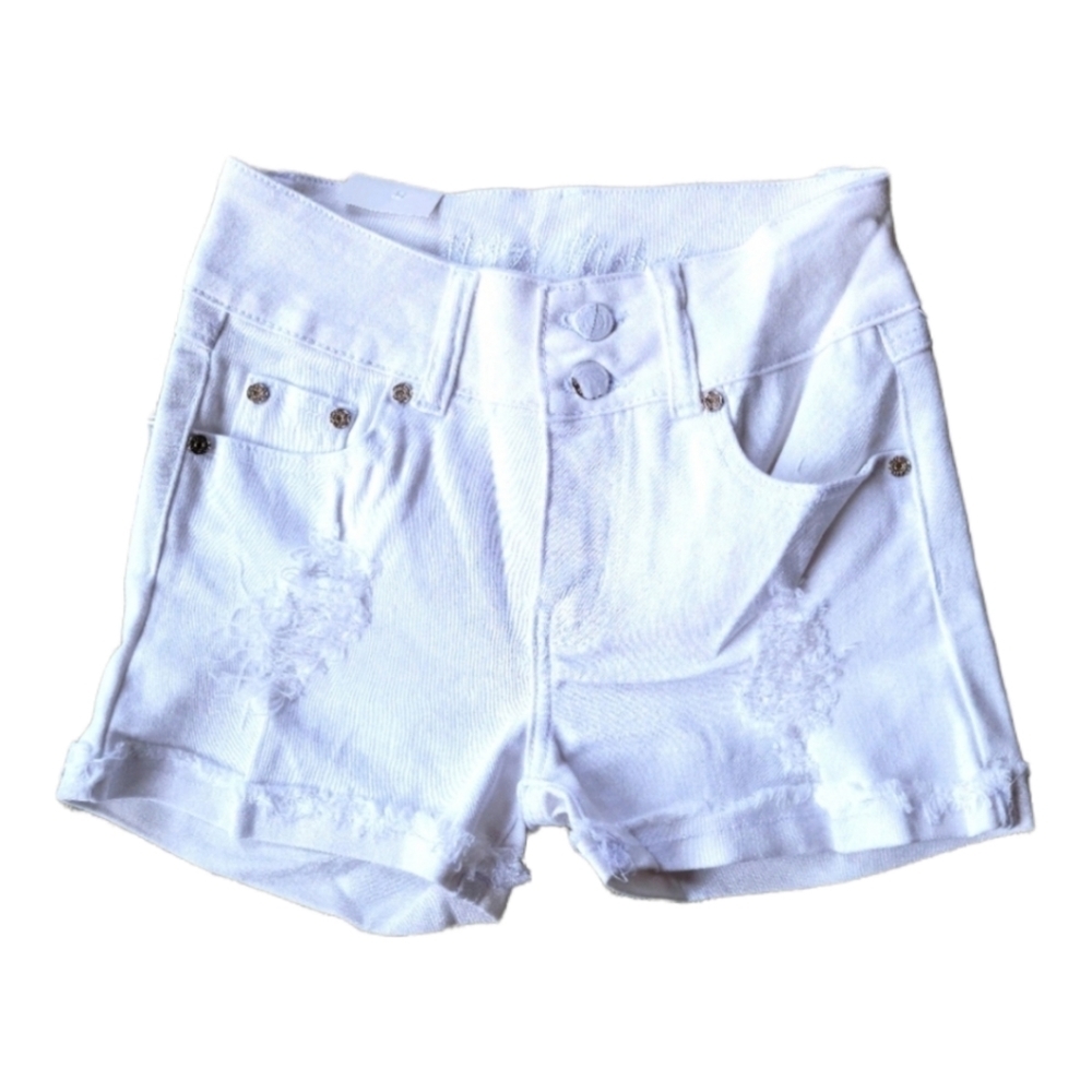 Mitzi Butt Lifting White Stretch‎ Denim shorts Size Large